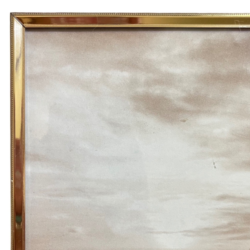 Vtg Gold Brass Mid Century Modern 8x10 Picture Frame Ornate Etched Free Standing